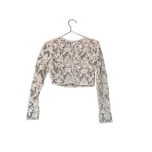 Forever 21 Cream Crochet Long Sleeve Top - Size Small